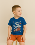 Kids Space-Themed Half-Sleeve T-Shirt – “Things Are Looking Up”