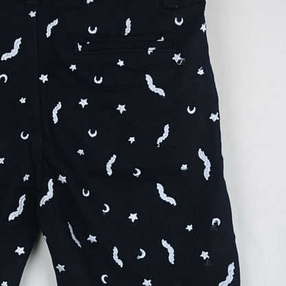 Black Star Moon Embroidered Short