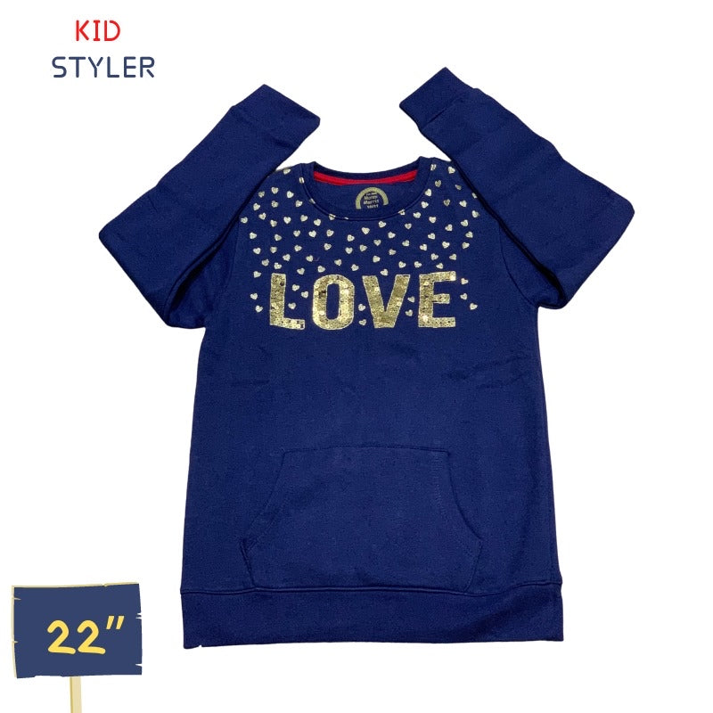 navy blue love sequenced shirt