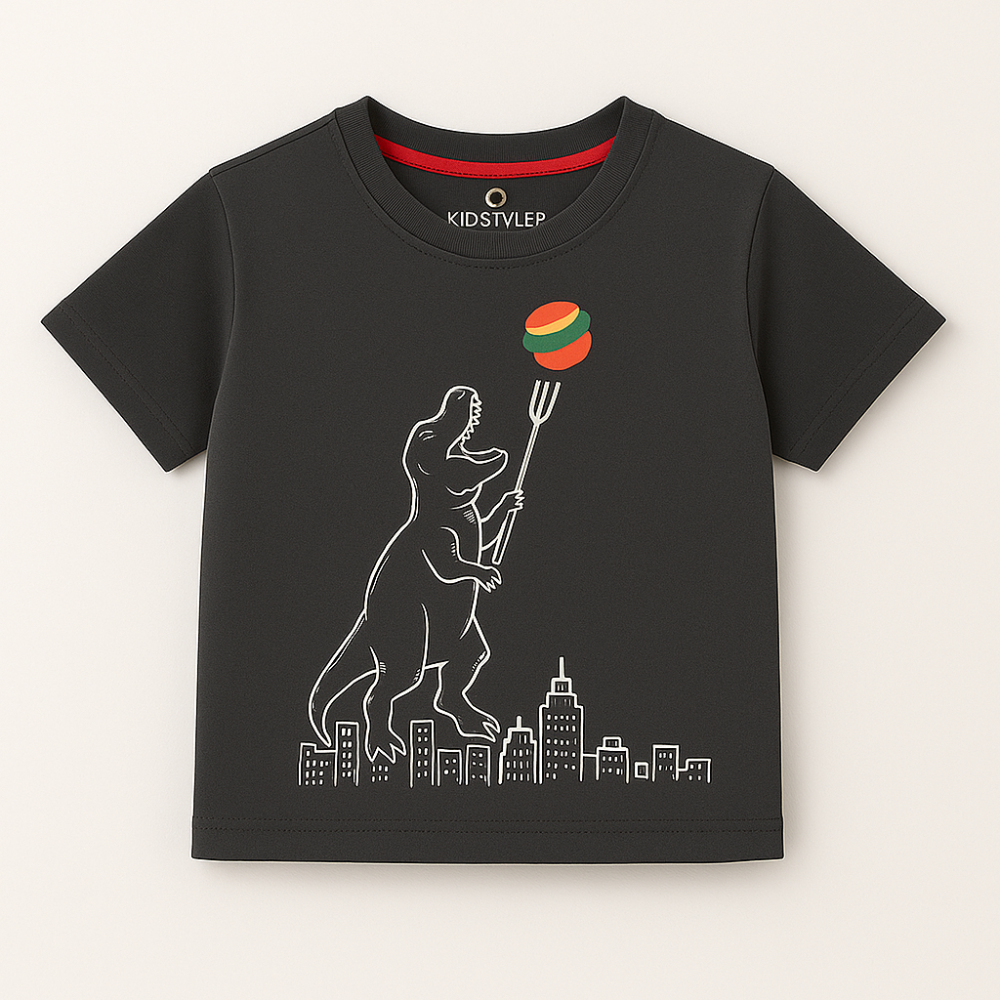 Dino City Graphic Tee – Black | Kid Styler