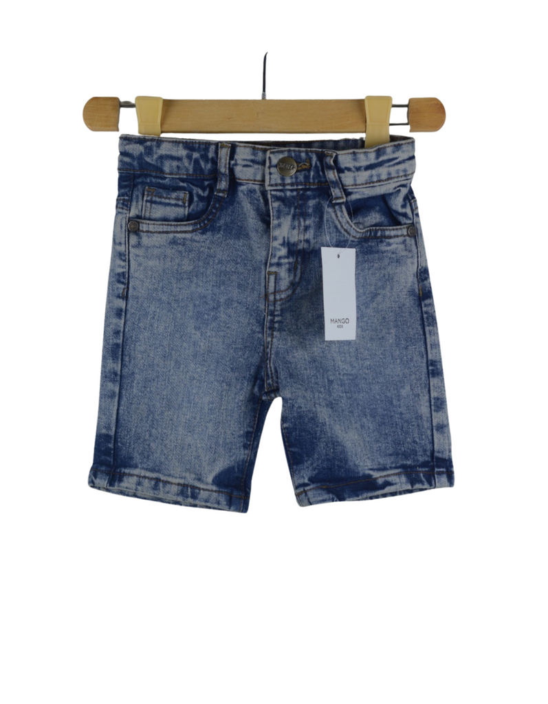 Random wash blue denim short