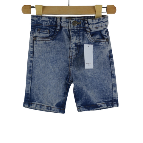 Random wash blue denim short