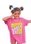 Pink Embossed Floral Care to Enjoy T-Shirt for Girls