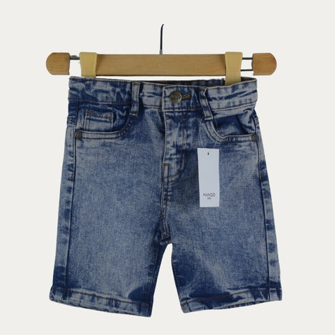 Random wash blue denim short