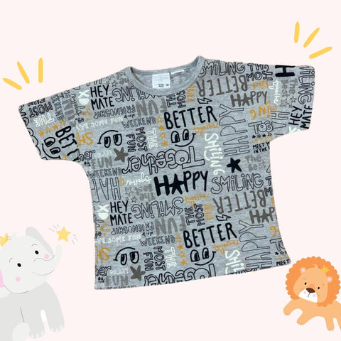 Grey Alphabet Printed Shirt