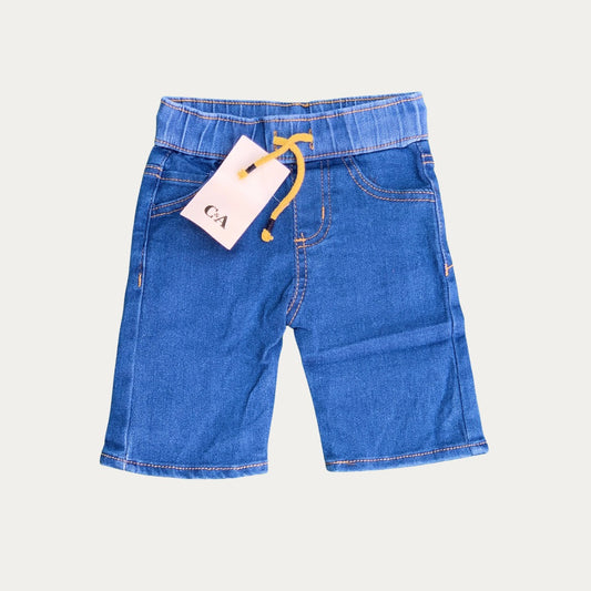 Dark Blue Soft Denim short with Yellow Rope