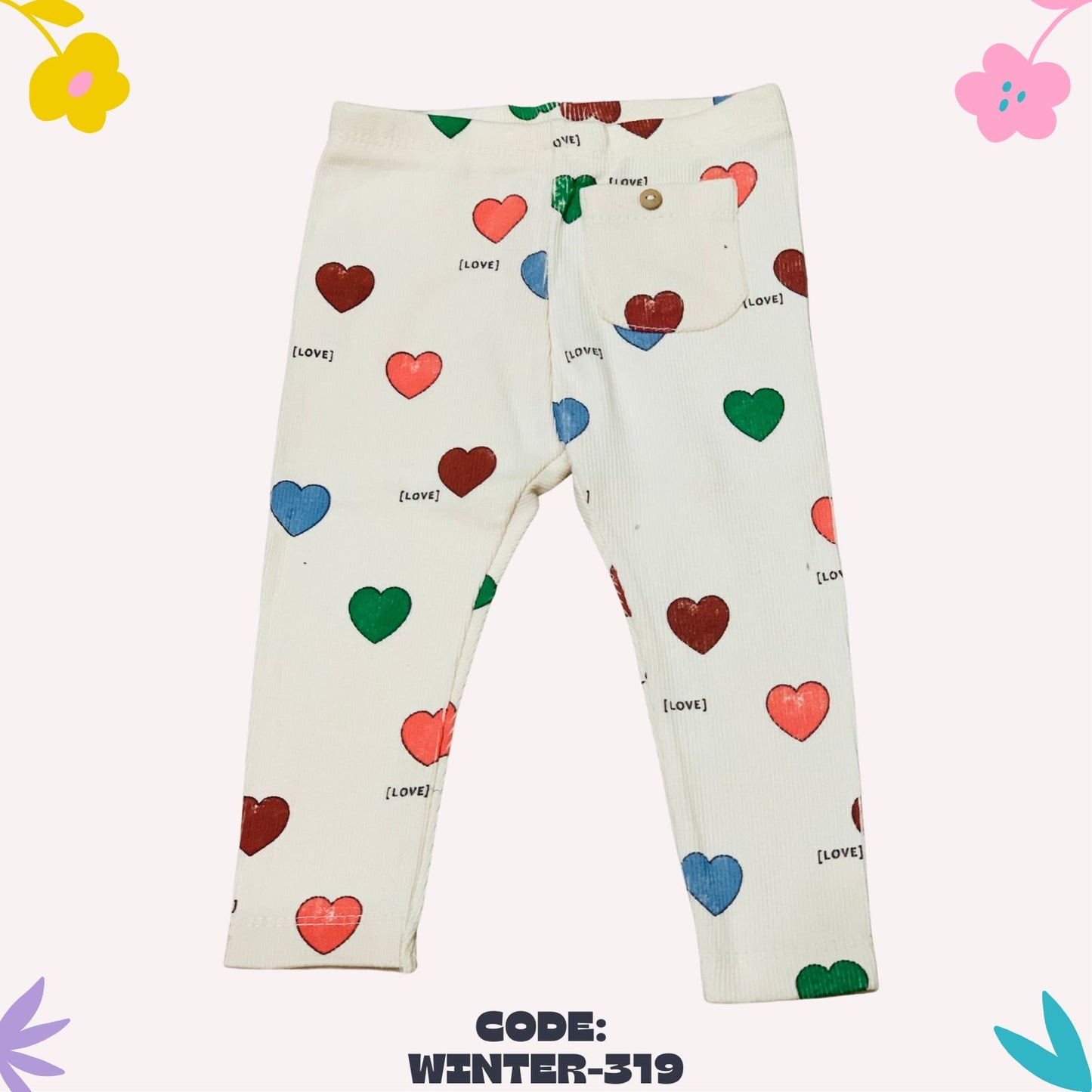 White with multiheart printed trouser