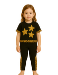 Black Cotton Star Set with Polka Print