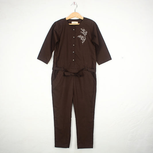 Chocolaty Brown Embroided jumpsuit
