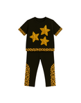 Black Cotton Star Set with Polka Print