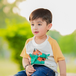 Smart Tiger Tee – Mustard Sleeves | Kid Styler