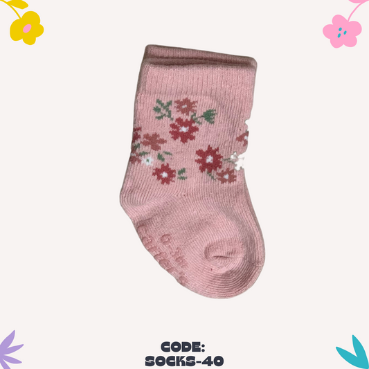 peach multi flowers socks