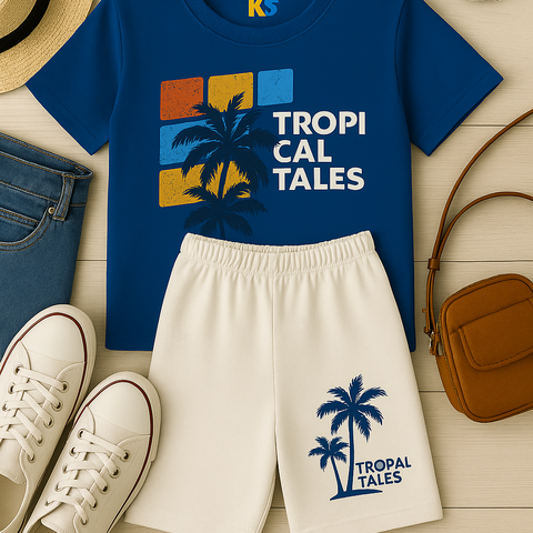 Kids’ Tropical Printed T-Shirt
