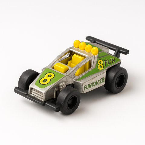 Mini Toy Race Car – Silver, Green & Yellow – Number 8 Fun Racer