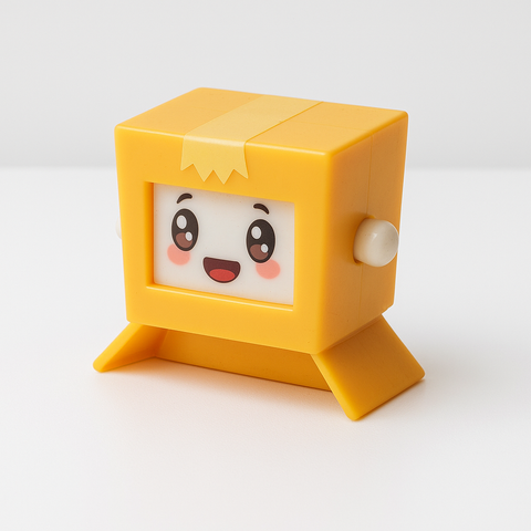 Slightly Used Yellow Box Character Toy – Cute Collectible Figurine