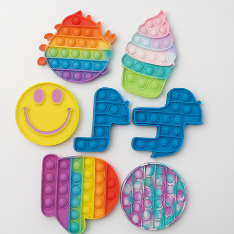 Set of 8 Silicone Pop-It Fidget Toys – Fun Shapes & Bright Colors, Slightly Used