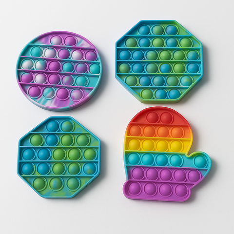 Set of 8 Silicone Pop-It Fidget Toys – Fun Shapes & Bright Colors, Slightly Used