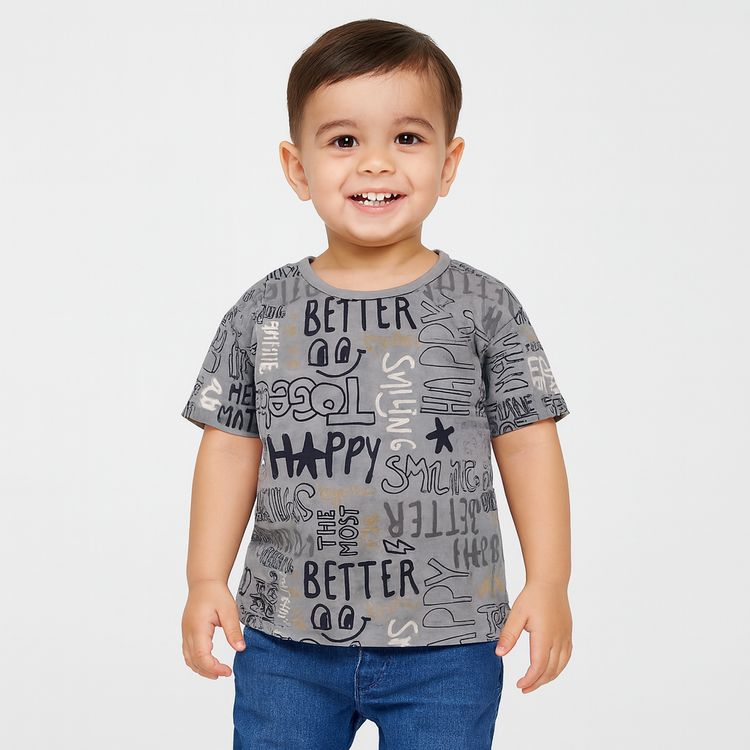 Grey Alphabet Printed Shirt