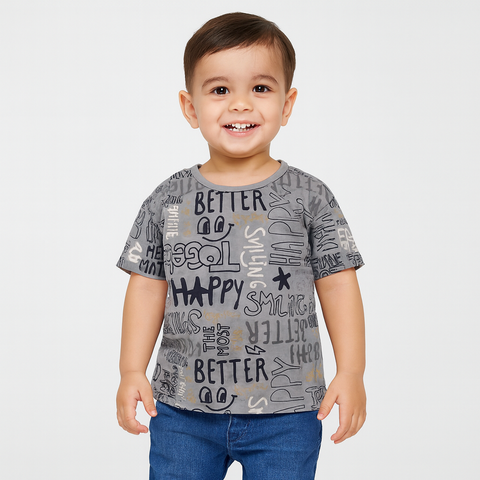 Grey Alphabet Printed Shirt