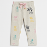 Girls Printed Cotton Trousers with Drawstring