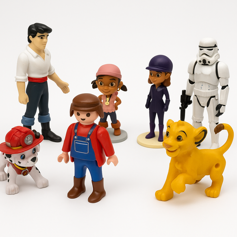 Lot of 6 Mixed Character Action Figures & Toys – Collectible Play Set