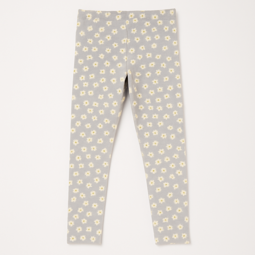 Girls’ Floral Print Leggings – Soft Cotton Stretch Pants