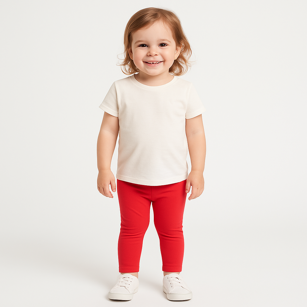 Girls’ Solid Red Cotton Leggings – Comfortable Pants