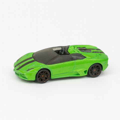 Green Sports Car Toy – Die-Cast Model with Racing Stripes, Slightly Used