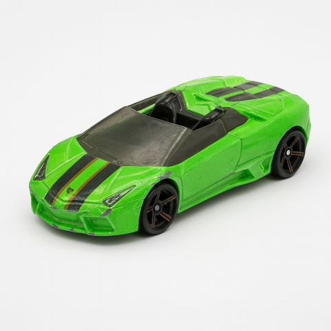 Green Sports Car Toy – Die-Cast Model with Racing Stripes, Slightly Used