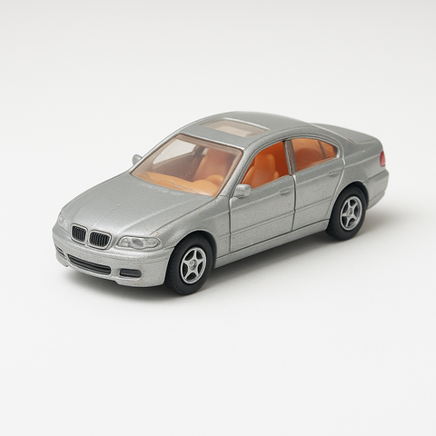 Silver Sedan Toy Car – Realistic Mini Vehicle with Sunroof & Orange Interior