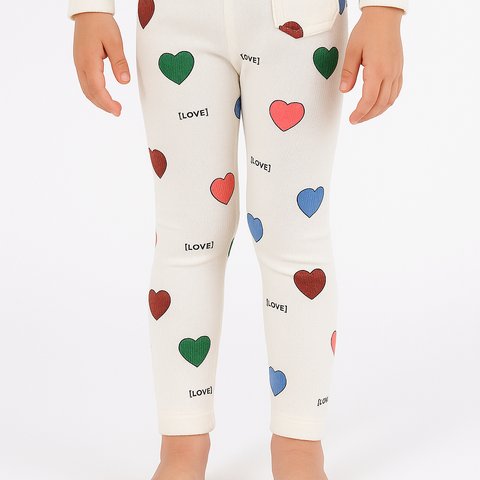 White with multiheart printed trouser