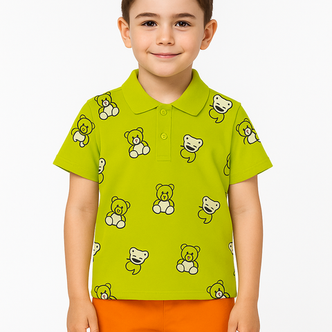 Green Polo Teddy Bear Print | Outfit Set