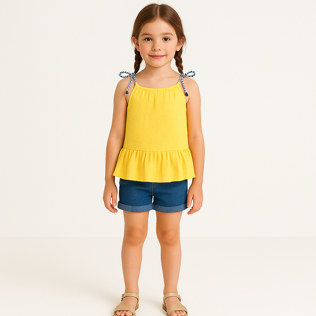Sunny Yellow Striped Romper for Girls