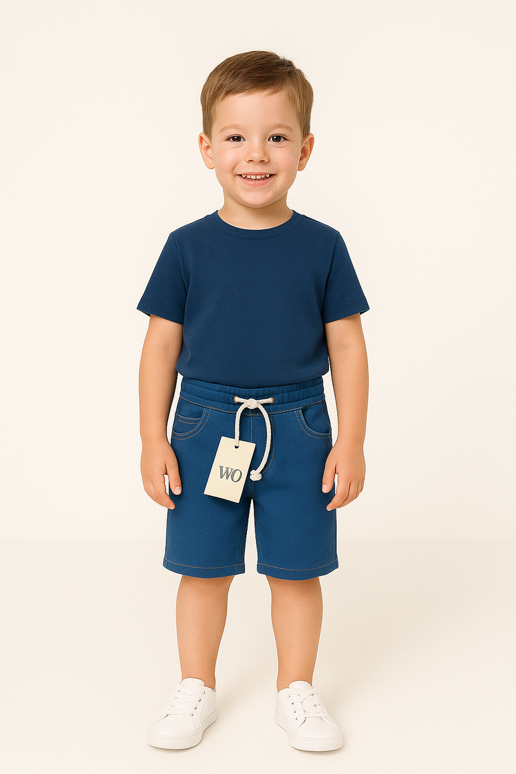 Light Blue Denim Short With White rope – Short