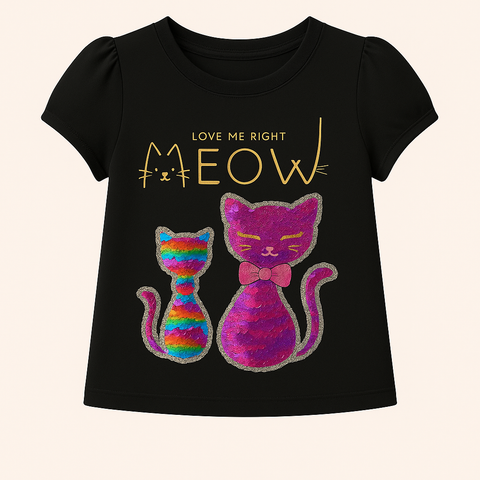Black Sequin Cat Patch