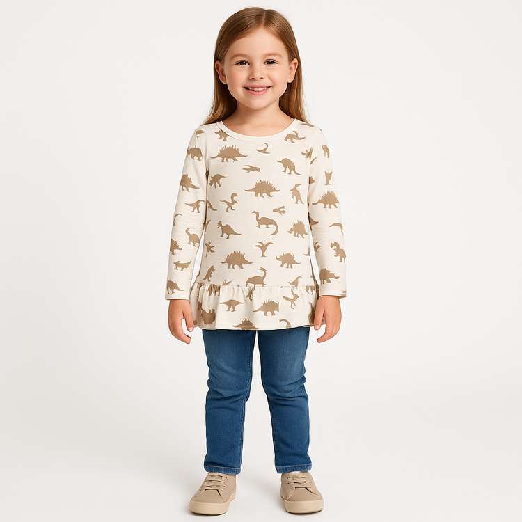 Cream Dinosoure Frock