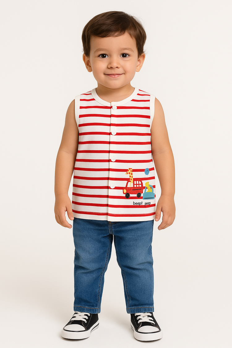 Red Strips Sando - Tank Tops