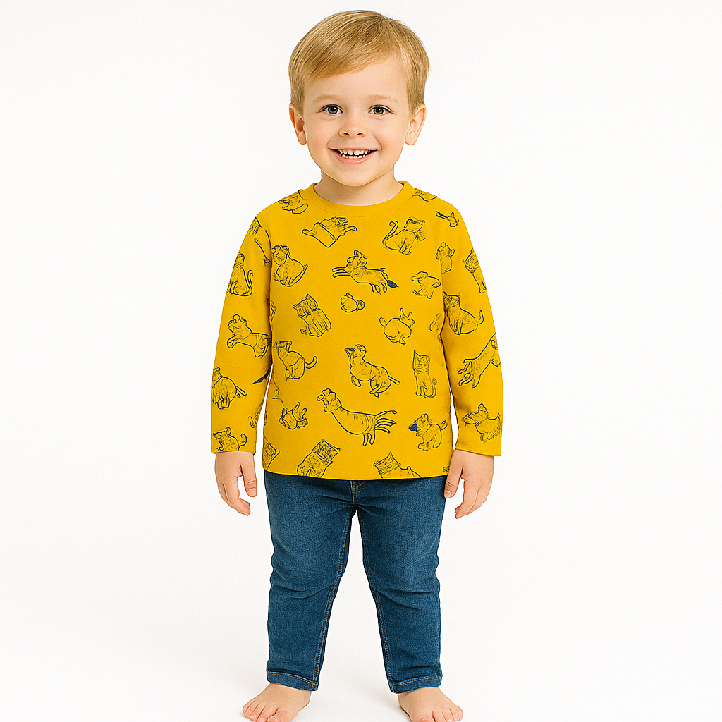 Mustard Animals Printed Shirt