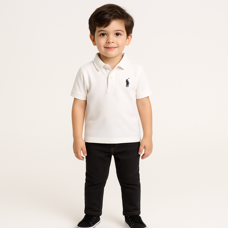 White Embroidered Polo Shirt
