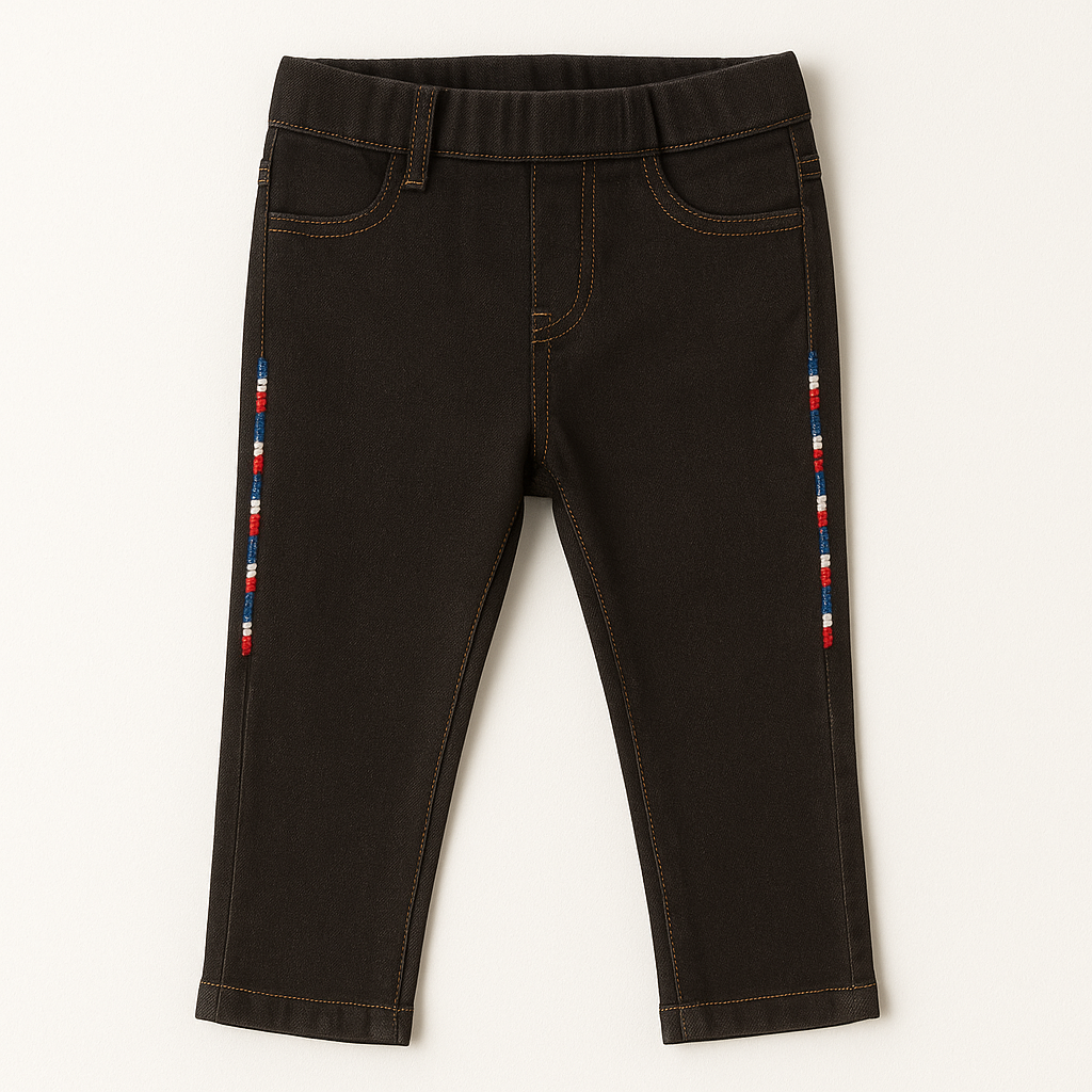 👖 Charcoal Denim Pants with Color Trim for Kids