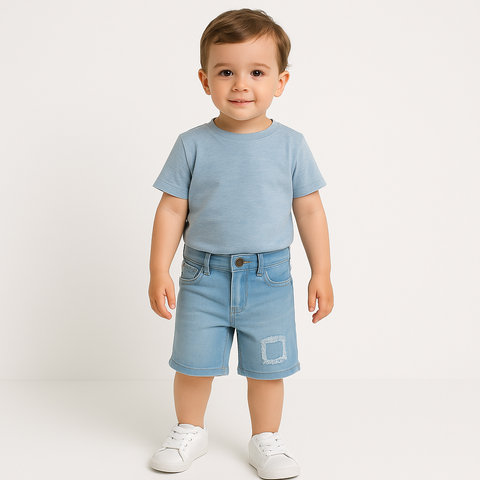 🩳 Light Blue Slim Denim Shorts