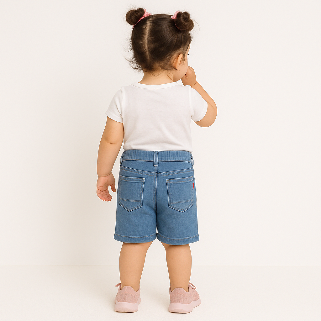 Light Blue Patch Denim Shorts – Short