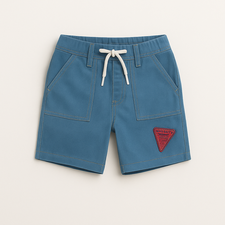 Light Blue Patch Denim Shorts – Short