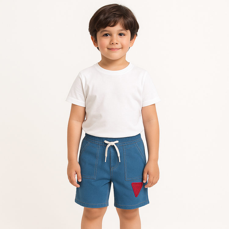 Light Blue Patch Denim Shorts – Short