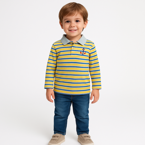 Blue strips full sleeve Polo Shirt