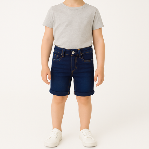 Dark Blue Faded Lines Short