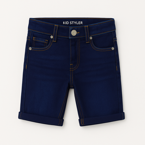 Dark Blue Faded Lines Short