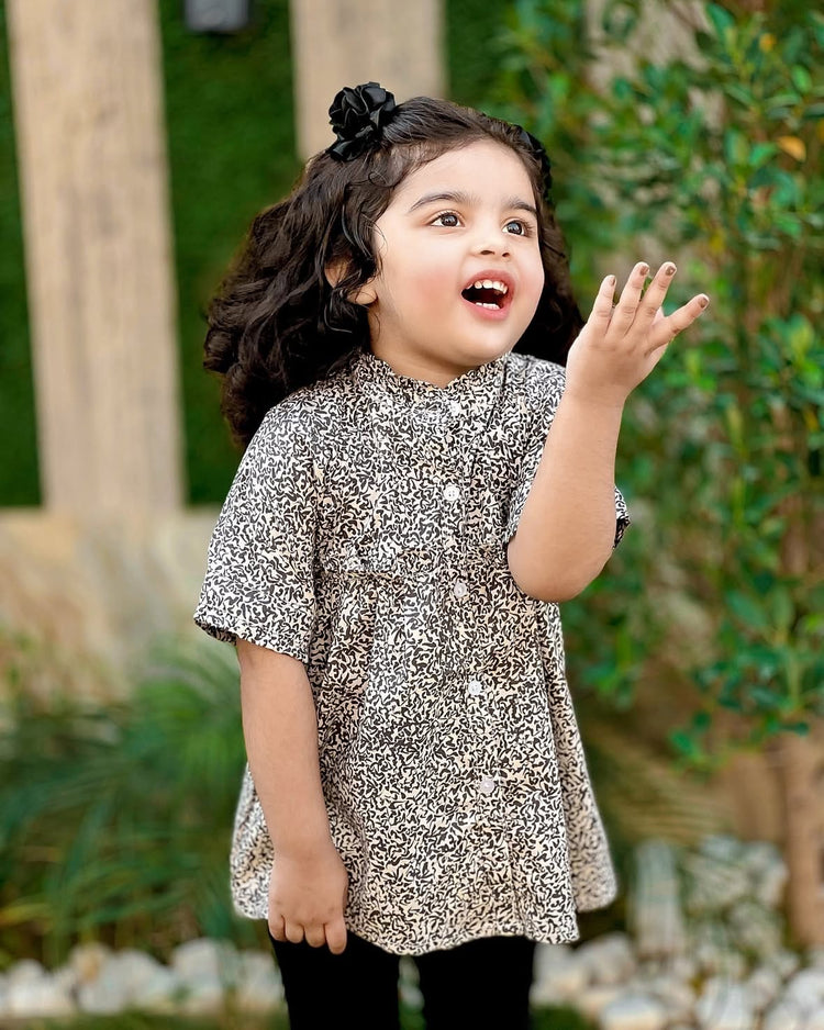 Black small printed Frock