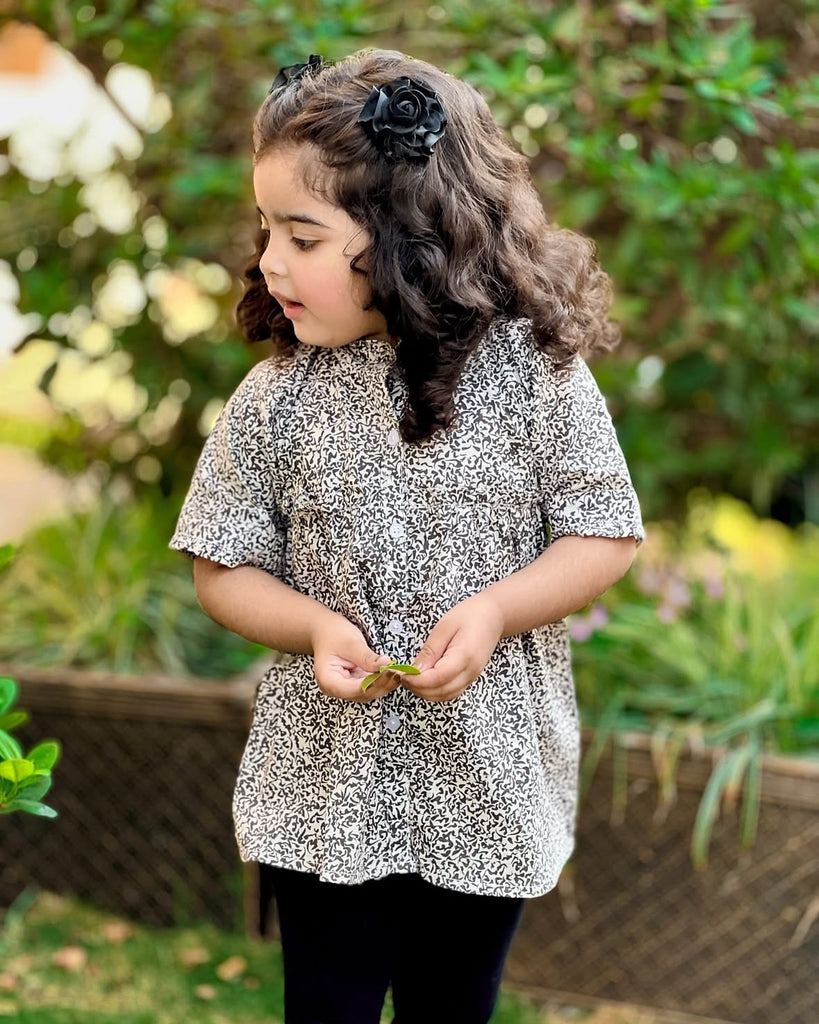 Black small printed Top