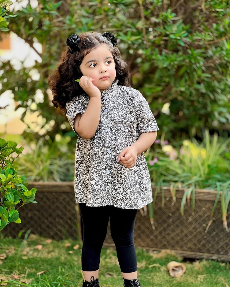 Black small printed Frock